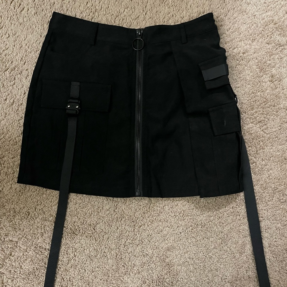Black mini skirt with front zipper